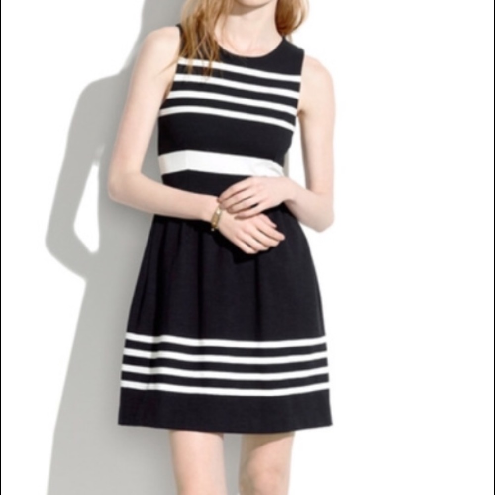 Madewell black and white striped dress